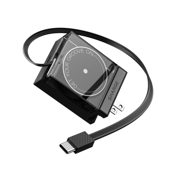 SHARGE Retractable 65 Charger (65W, 2 Ports, Built-in Retractable Cable)
