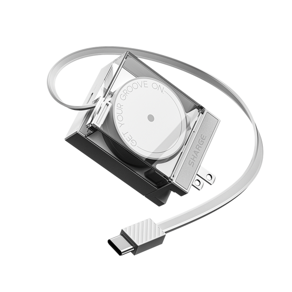 SHARGE Retractable 65 Charger (65W, 2 Ports, Built-in Retractable Cable)